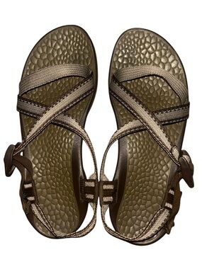 Women's Brown Beige Tan Strappy Outdoor Chaco Sandals Size 9